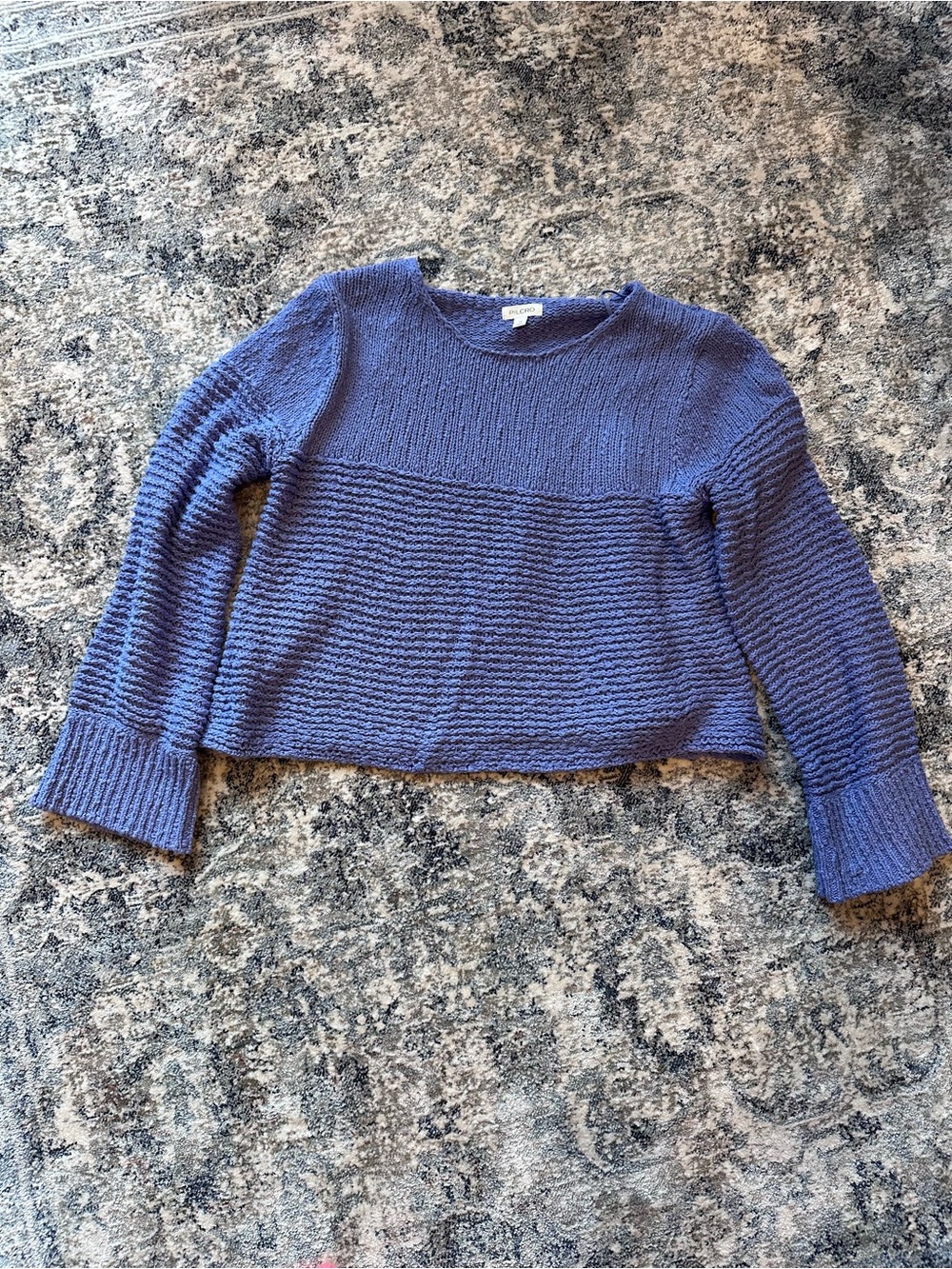 Pilcro Blue Textured Ribbed Knit Sweater
